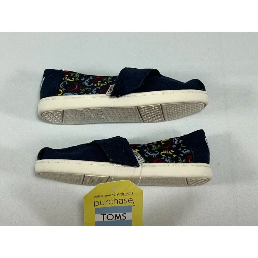 TOMS Tiny Classic‎ Canvas Toddler 9 Navy Scorpions Style #10010694